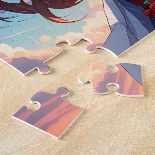 Puzzle Peinture d'une fille lors d'une journée venteuse (Côté)