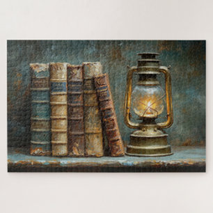 Puzzle Peinture d'une pile de livres anciens bibliothèque
