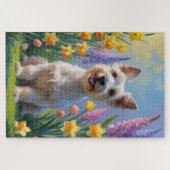 Puzzle Peinture écossaise de printemps de chien Terrier (Horizontal)