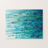 Puzzle Peinture en cercle Abstrait bleu vert (Horizontal)