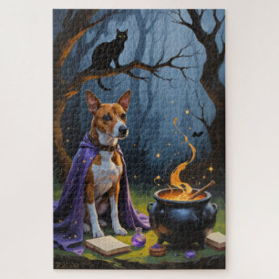 Puzzle Peinture fantaisiste d'Halloween de chien Basenji