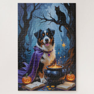 Puzzle Peinture fantaisiste d'Halloween de chien de monta