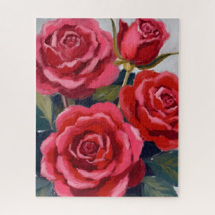Puzzle Peinture florale de roses rouges