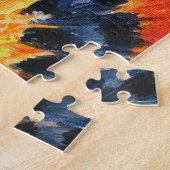 Puzzle Peinture florale Feuilles orange (Côté)