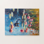 Puzzle Peinture impressionniste de chat noir dans l'étang (Horizontal)