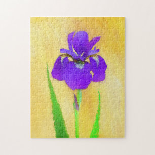 Puzzle Peinture Iris à pois pourpre - Chien original mign