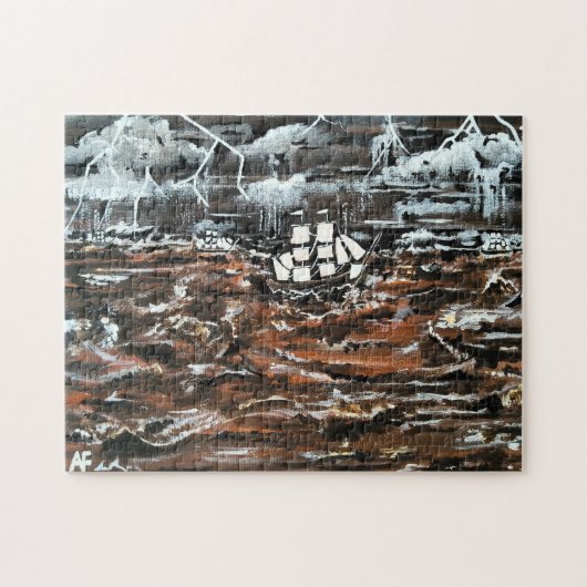 Puzzle Peinture Navires dans une tempête par Alfred Fox (Horizontal)