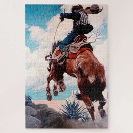 Puzzle Peinture occidentale de NC Wyeth «Bucking» (Vertical)