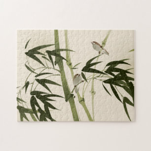 Puzzle Peinture orientale de style, branches en bambou