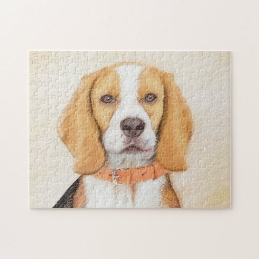Puzzle Peinture originale de chien Beagle Hound Art anima (Horizontal)