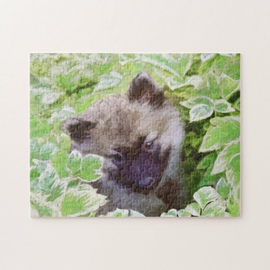 Puzzle Peinture originale d'un chiot Keeshond dans le jar (Horizontal)