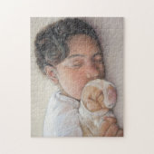 Puzzle peinture réaliste de chiot mignon bouddin (Vertical)