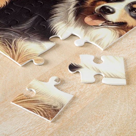 Puzzle Peinture rétro Australian Shepherd sans couture (Côté)