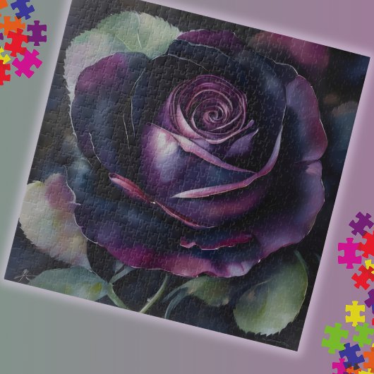 Puzzle Peinture Rose violet vive