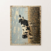 Puzzle Peinture rustique d'une vache dans une prairie écl (Vertical)