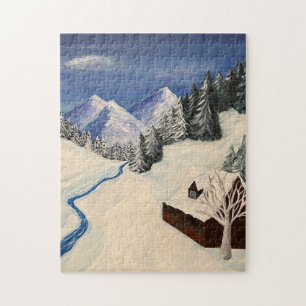 Puzzle Peinture sauvage de la forêt de montagne