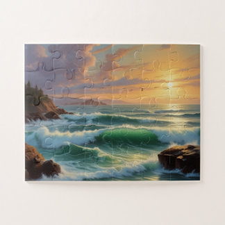 Puzzle Peinture sur la mer du coucher du soleil