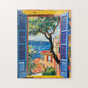 Puzzle Peinture Terrasse Vue sur la mer Méditerranée