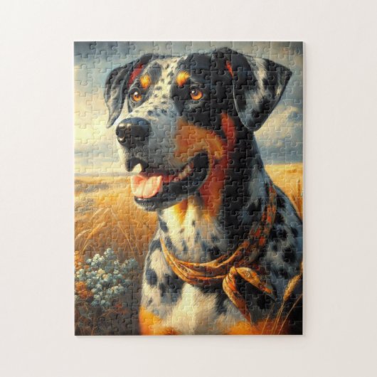 Puzzle Peinture vintage de chien léopard Catahoula (Vertical)