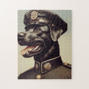 Puzzle Peinture vintage de chiens de police
