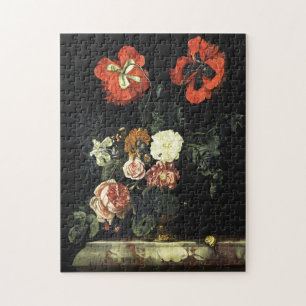 Puzzle Peinture vintage Vie morte avec Fleurs