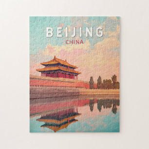 Puzzle Pékin Chine Illustration Voyage Art Vintage