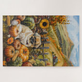 Puzzle Pekingese Chien automne récolte Thankgiving (Horizontal)