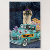 Puzzle Pekingese Chien Halloween Camion Effrayant Nuit (Vertical)