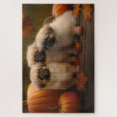 Puzzle Pekingese Chiot Automne Citrouille délice (Vertical)