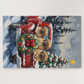 Puzzle Pekingese Christmas Red Truck Holiday (Horizontal)