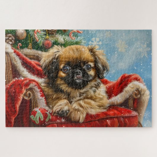 Puzzle Pekingese Dog Christmas Festive (Horizontal)