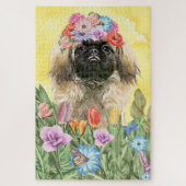 Puzzle Pekingese Dog Flowers (Vertical)