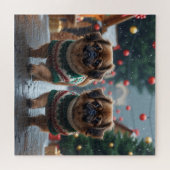 Puzzle Pekingese Dogs Christmas Snow Holiday (Horizontal)