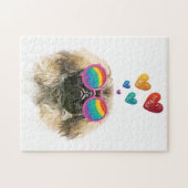 Puzzle Pékinois avec la Saint-Valentin coeurs (Horizontal)