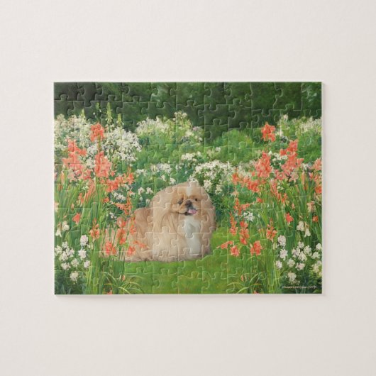 Puzzle Pékinois dans le jardin (Horizontal)