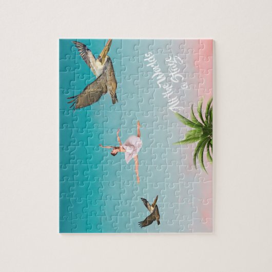 Puzzle Pelicans Palm tree Beach Sky (Vertical)