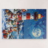 Puzzle Pembroke Welsh Corgi Noël Phare Vacances (Horizontal)