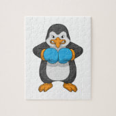 Puzzle Penguin at Boxing with Boxing Gloves (Vertical)