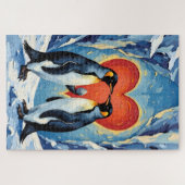 Puzzle Penguin Courtship with Valentine Ice Heart (Horizontal)