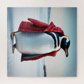 Puzzle Penguin portant un manteau rouge (Horizontal)