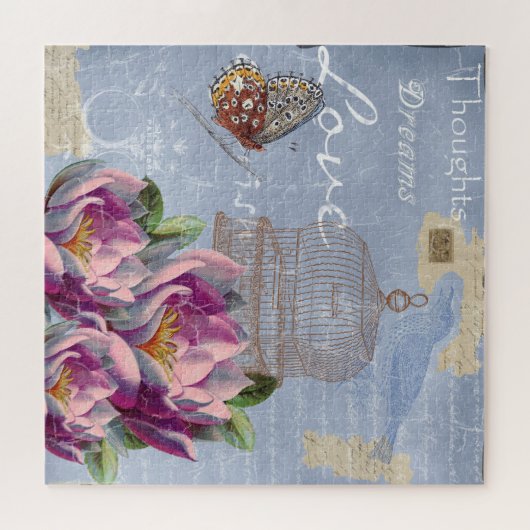 Puzzle Pensées d'amour victoriennes Rêves Papillon Cage à (Horizontal)