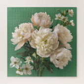 Puzzle Peonies Blanches Avec Fleurs De Printemps Sur Vert (Vertical)