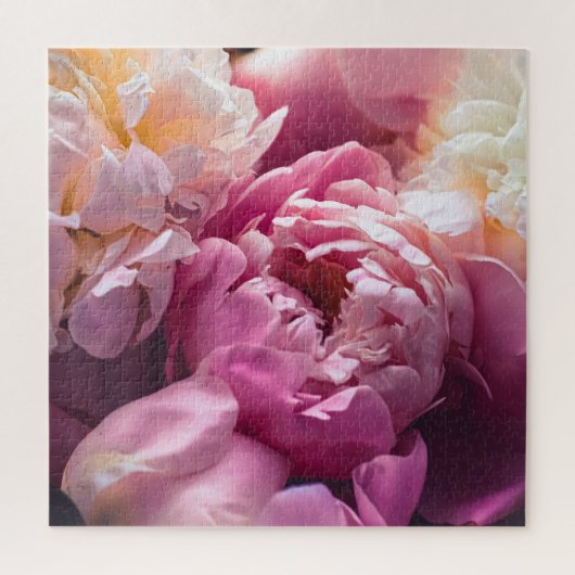 Puzzle Peonies roses : Art Floral Luxueux. (Vertical)