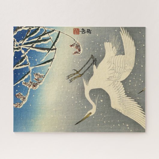 Puzzle Perching Herons in Snow par Ohara Koson (Horizontal)