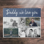 Puzzle Père avec enfants et famille papa 6 Photo Collage<br><div class="desc">Père avec enfants et famille papa 6 Photo Collage puzzle. Collage de 6 photos, nom du père avec un doux message dans un script branché et noms d'enfants superposant les images. Ajoutez vos 6 photos de famille préférées. Belle tenue et un cadeau pour un anniversaire, la fête des pères ou...</div>