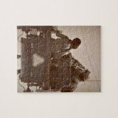 Puzzle Père et cheval et boguet amish de fille (Horizontal)