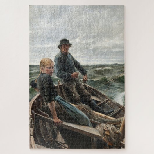 Puzzle Père et fille en mer (par Albert Edelfeel) (Vertical)