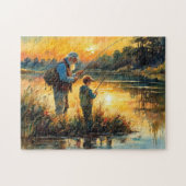 Puzzle Père et fils pêchant (Horizontal)