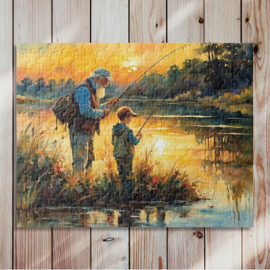 Puzzle Père et fils pêchant