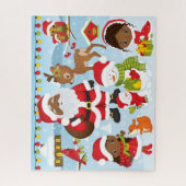 Puzzle Père Noël afro-américaine avec des petites filles (Vertical)